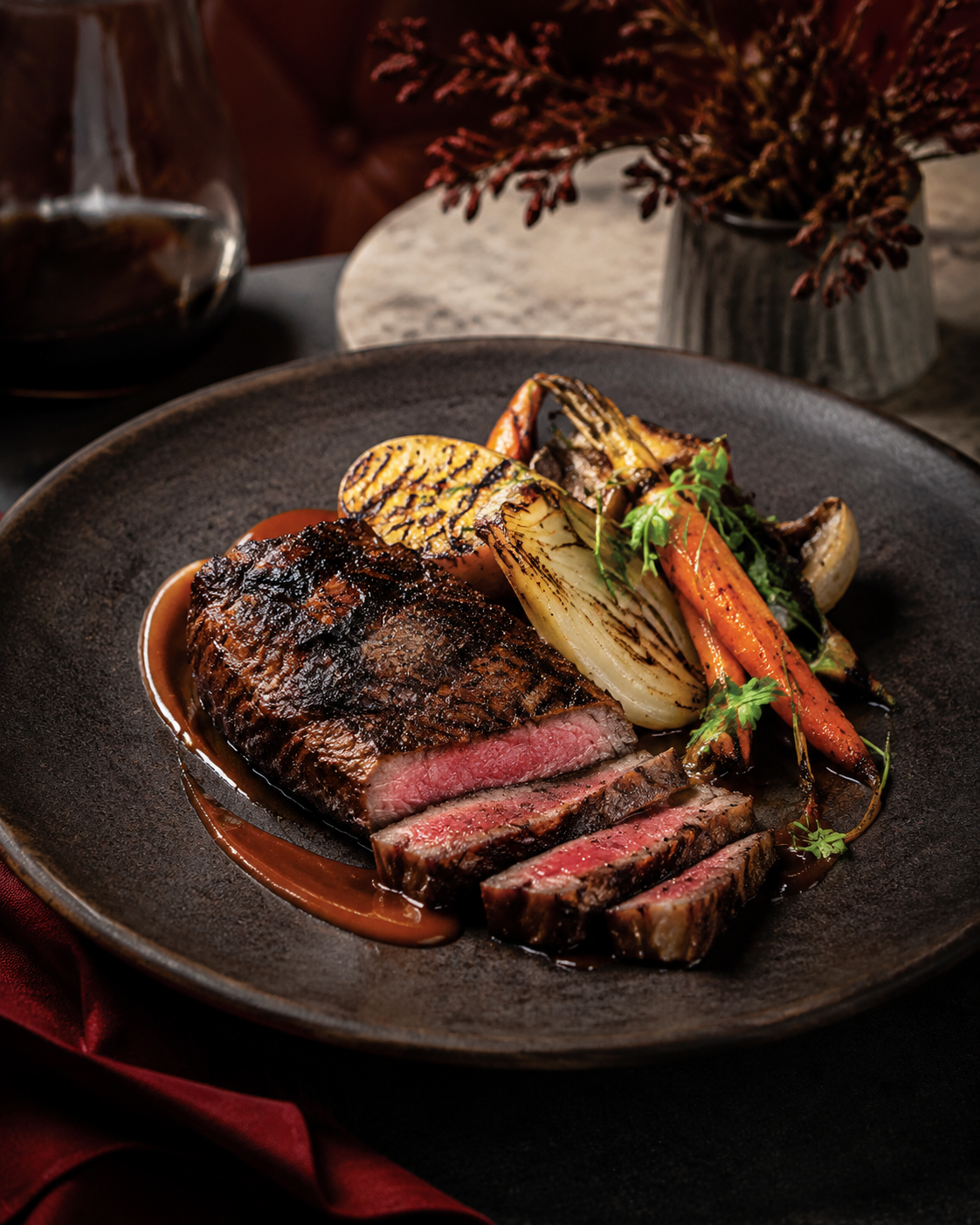 Wood-fired Alberta beef with seasonal vegetables